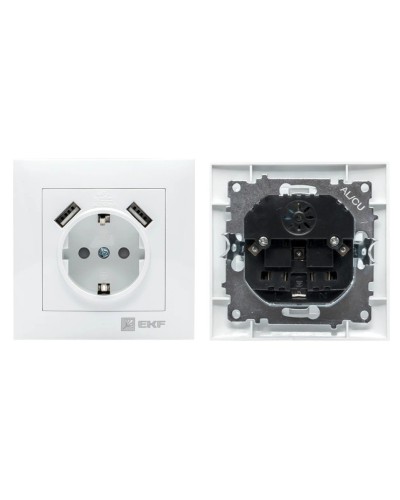 Валенсия розетка 1-местная с/з 16А (EWR16-028-10-2USB). Розетка 1-местная с/з 16А. EKF в Сургуте