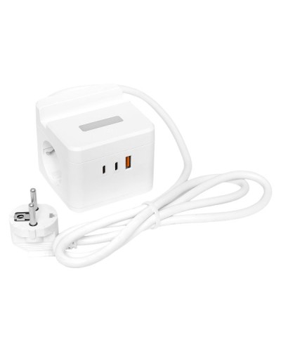 Удлинитель Куб 2 гнезда USB + 2Type C с быстрой зарядкой, подставкой под телефон и ночником 1,3 метра 1мм2. Удлинитель Куб. EKF в Сургуте
