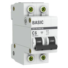 Автоматический выключатель 2P 6А (C) 4,5кА ВА 47-29 Basic (mcb4729-2-06C). Автоматический выключатель. EKF