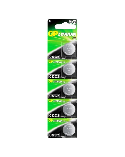 GP Lithium CR2032 (GP CR2032-2C5 100/2000), упак. 5 шт. БЛИСТЕР. Литиевые дисковые батарейки. GP Batteries в Сургуте