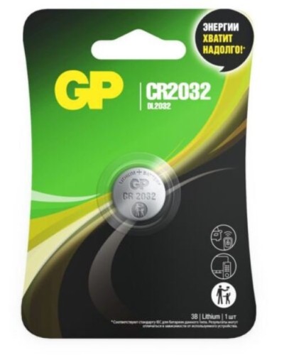 GP Lithium CR2032 (GP CR2032-2CRU1 10/600), БЛИСТЕР. Литиевая дисковая батарея. GP Batteries в Сургуте