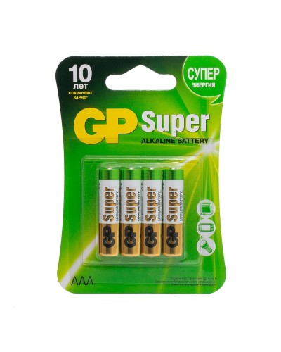 GP Super Alkaline 24A AAA (GP 24A-2CR4), упак. 4 шт. БЛИСТЕР. Алкалиновые батарейки. GP Batteries в Сургуте