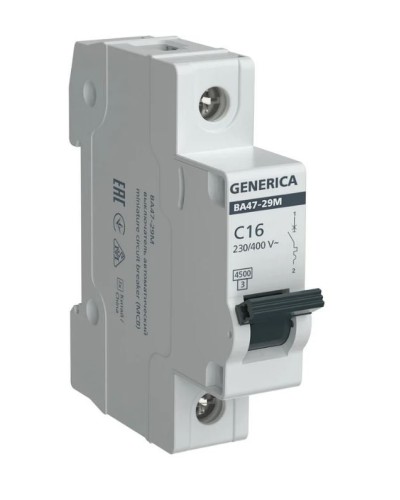 GENERICA ВА47-29М 1P C 16А 4,5кА (MVA21-1-016-C-G). Автоматический выключатель. IEK в Сургуте
