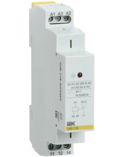 Реле промежуточное модульное OIR 1 контакт 16А 230В AC (OIR-116-AC230V). Реле промежуточное модульное. IEK в Сургуте