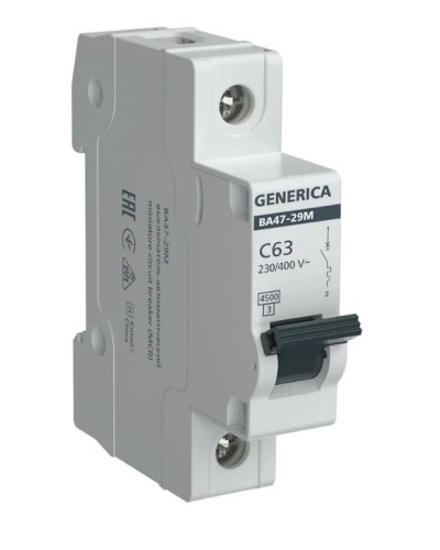 GENERICA ВА47-29М 1P C 63А 4,5кА (MVA21-1-063-C-G). Автоматический выключатель. IEK в Сургуте