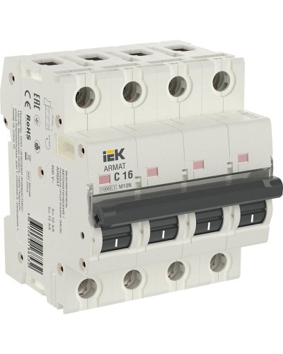 M10N 4P C 16А 10кА ARMAT (AR-M10N-4-C016). Автоматический выключатель. IEK в Сургуте