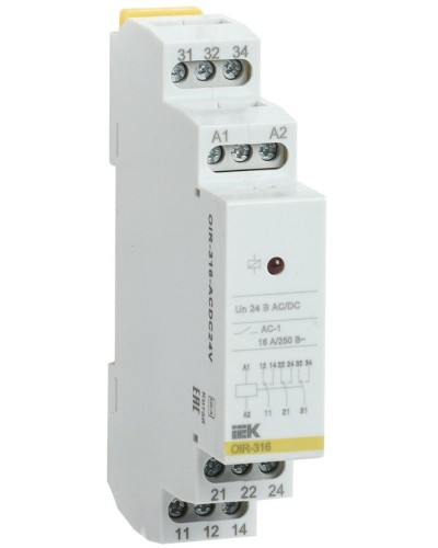 Реле промежуточное модульное OIR 3 контакта 16А 24В AC/DC (OIR-316-ACDC24V). Реле промежуточное модульное. IEK в Сургуте