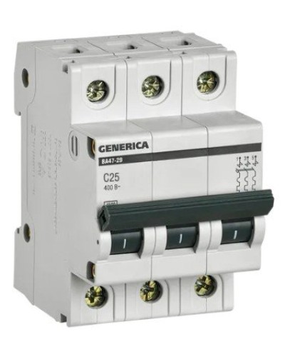 GENERICA ВА47-29 3P C 25А 4,5кА (MVA25-3-025-C). Автоматический выключатель. IEK в Сургуте