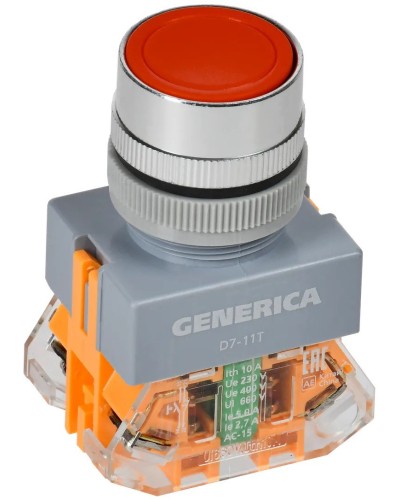 Кнопка D7-11T d=22мм красная GENERICA (BBT50-11T-3-21-K04-G). Кнопка управления с фиксацией. IEK в Сургуте
