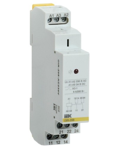 Реле промежуточное модульное OIR 2 контакта 8А 230В AC (OIR-208-AC230V). Реле промежуточное модульное. IEK в Сургуте
