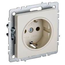 Розетка с з/к РС14-1-0-БрКр бежевый BRITE (BR-R14-16-K10). Розетка с заземлением с защитными шторками. IEK