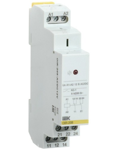 Реле промежуточное модульное OIR 2 контакта 8А 12В AC/DC (OIR-208-ACDC12V). Реле промежуточное модульное. IEK в Сургуте
