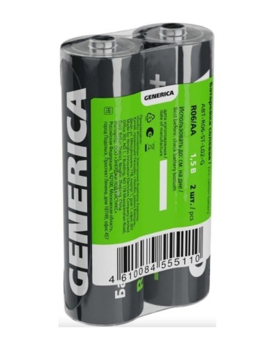 Батарейка солевая R06/AA GENERICA (2 шт) (ABT-R06-ST-L02-G). Батарейка солевая. IEK в Сургуте