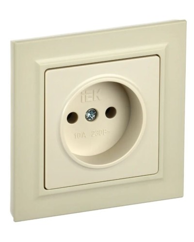 Розетка без з/к в сборе РСР10-1-0-БрКр бежевый BRITE (BR-R10-10-K10-F). Розетка без заземления без защитных шторок. IEK в Сургуте