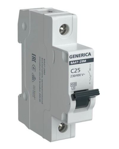 GENERICA ВА47-29М 1P C 25А 4,5кА (MVA21-1-025-C-G). Автоматический выключатель. IEK в Сургуте