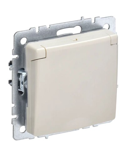Розетка с з/к РСбш10-3-БрКр бежевый BRITE (BR-R16-16-K10). Розетка с заземлением с защитными шторками и крышкой. IEK в Сургуте