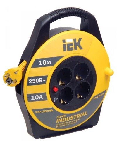 УК10 4 места, 10м (WKP14-10-04-10). Удлинитель на катушке Industrial. IEK в Сургуте