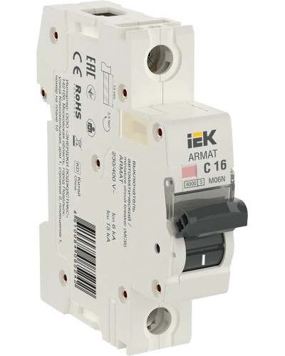 M06N 1P C 16А 6кА ARMAT (AR-M06N-1-C016). Автоматический выключатель. IEK в Сургуте