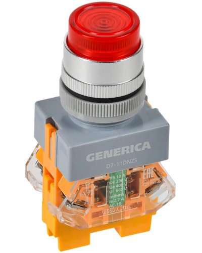 Кнопка D7-11DNZS d=22мм красная GENERICA (BBT50-11DNZS-3-11-K04-G). Кнопка управления с подсветкой и фиксацией. IEK в Сургуте