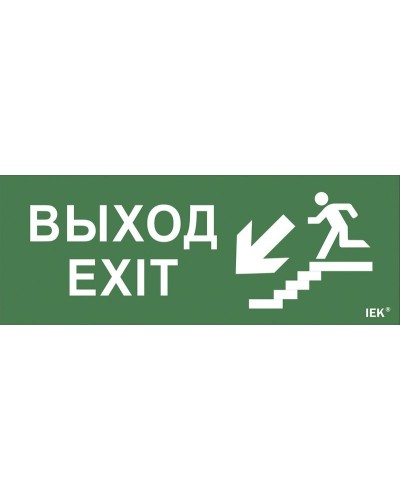 Самоклеящаяся этикетка Выход/лестница вниз/фигура для ССА (LPC10-1-35-13-VLVNF). Самоклеящаяся этикетка 240х90 мм. IEK в Сургуте