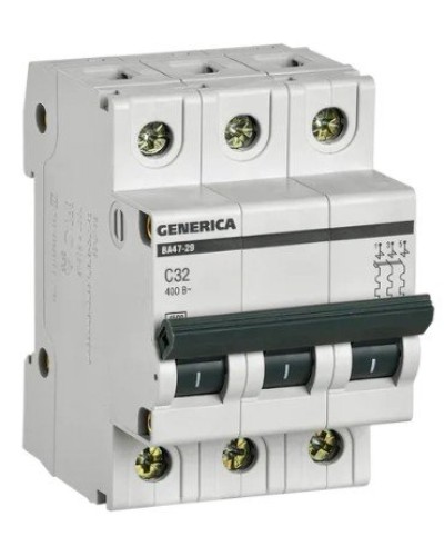 GENERICA ВА47-29 3P C 32А 4,5кА (MVA25-3-032-C). Автоматический выключатель. IEK в Сургуте