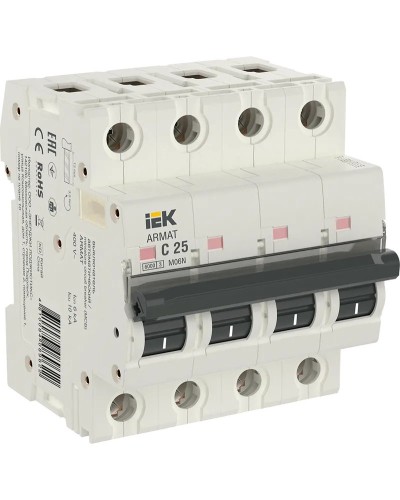 M06N 4P C 25А 6кА ARMAT (AR-M06N-4-C025). Автоматический выключатель. IEK в Сургуте