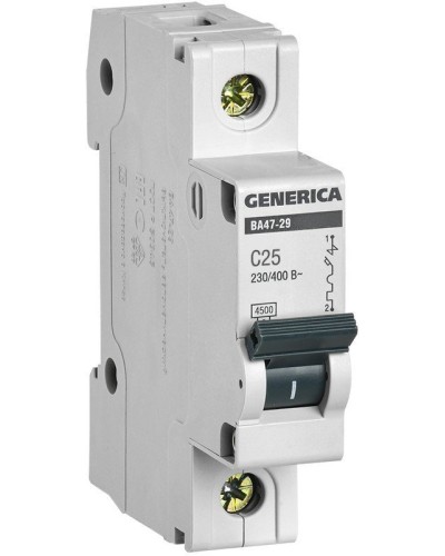 GENERICA ВА47-29 1P C 25А 4,5кА (MVA25-1-025-C). Автоматический выключатель. IEK в Сургуте