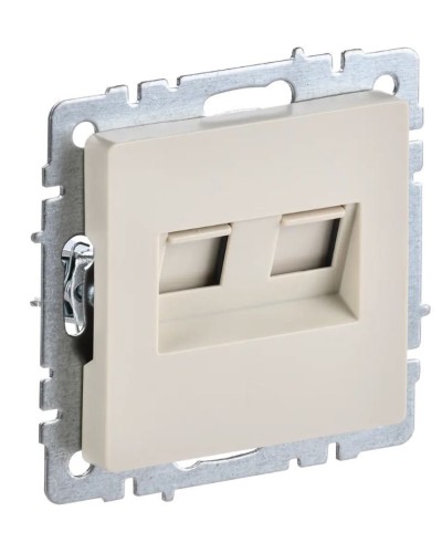 Розетка RJ11+RJ45 РК/Т12-БрКр бежевый BRITE (BR-KT20-O-1-K10). Розетка двойная. IEK в Сургуте
