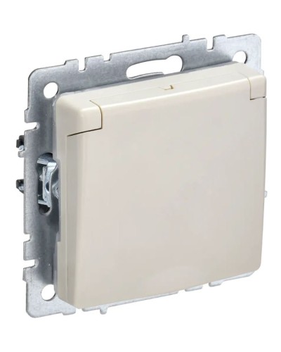 Розетка с з/к РСбш10-3-44-БрКр бежевый BRITE (BR-R16-16-44-K10). Розетка с заземлением с защитными шторками и крышкой. IEK в Сургуте