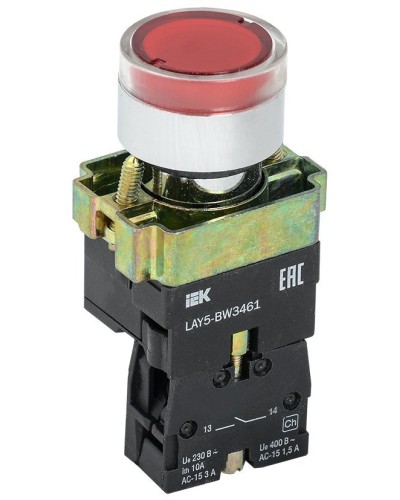 Кнопка LAY5-BW3461 с подсветкой красный 1з (BBT50-BW-K04). Кнопка с подсветкой. IEK в Сургуте