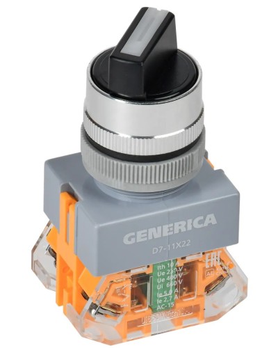 Переключатель D7-11X22 на 2 положения черный GENERICA (BSW50-11X22-3-22-2-K02-G). Переключатель с самовозвратом. IEK в Сургуте