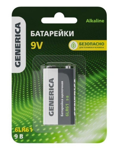 Батарейка Alkaline 6LR61 9V GENERICA (ABT-6LR619V-ST-L02-G). Батарейка щелочная. IEK в Сургуте