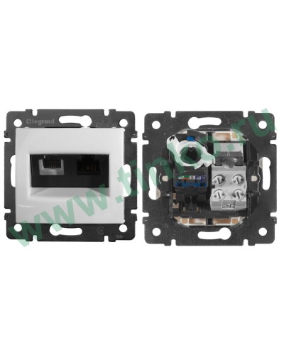 Розетка Valena 2xRJ11+RJ45 Cat.6, белый (770080). Розетка. LegranD в Сургуте