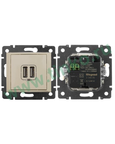 Розетка Valena двойная, USB, слоновая кость (774170). Розетка. LegranD в Сургуте