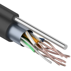 F/UTP, CAT 5e, PE, 4PR, 24AWG, OUTDOOR, SOLID, черный, с тросом, 305м, REXANT (01-0144). Кабель «витая пара» (LAN) для структурированных систем связи. Rexant