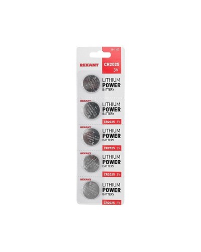 Литиевые батарейки CR2025 3 V 160 mAh (30-1107). Элемент питания. Rexant в Сургуте