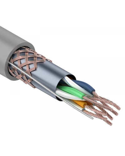 SF/UTP, CAT 5e, PVC, 4PR, 24AWG, INDOOR, STRANDED, серый, 305м, REXANT (01-0343). Кабель «витая пара» (LAN) для структурированных систем связи. Rexant в Сургуте
