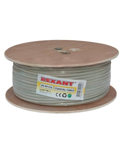 RG-8X, 50 Ом, CCS/Al/A, 75% (01-2021). Кабель коаксиальный радиочастотный. Rexant в Сургуте