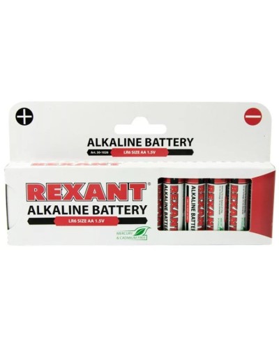 Алкалиновая батарейка AA/LR6 1,5 V 12 шт. REXANT (30-1026). Элемент питания. Rexant в Сургуте