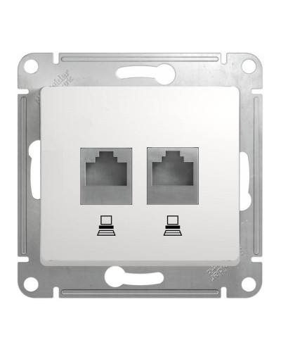 Glossa розетка RJ45+RJ45 2-местная, кат. 5Е, скрытой установки, механизм, белый (GSL000185KK). Розетка компьютерная. Systeme Electric в Сургуте