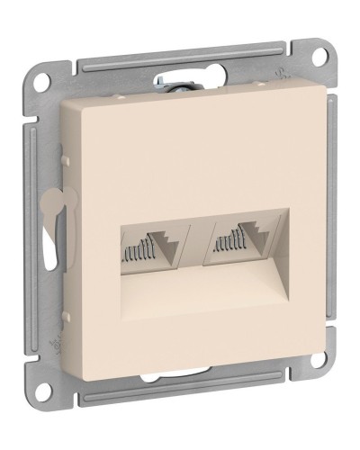 AtlasDesign розетка RJ45+RJ45, 2-местная, скрытой установки, механизм, бежевый (ATN000285). Розетка компьютерная. Systeme Electric в Сургуте