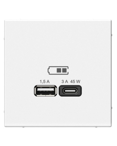 ArtGallery розетка USB тип-A+C 45Вт, скрытой установки, механизм, белый (GAL000129). Розетка USB. Systeme Electric в Сургуте