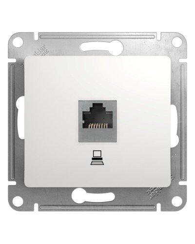 Glossa розетка RJ45 1-местная, кат. 5Е, скрытой установки, механизм, белый (GSL000181K). Розетка компьютерная. Systeme Electric в Сургуте