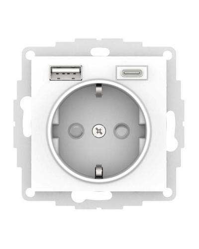 AtlasDesign розетка 1-местная с 2 USB A+C, скрытой установки, механизм, белый (ATN000132). Розетка с USB. Systeme Electric в Сургуте