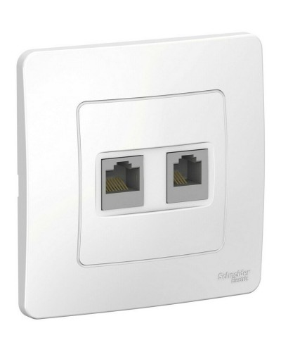 BLANCA розетка RJ45+RJ11 2-местная, кат. 5Е, скрытой установки, белый (BLNIS045111). Розетка компьютерная + телефонная. Systeme Electric в Сургуте