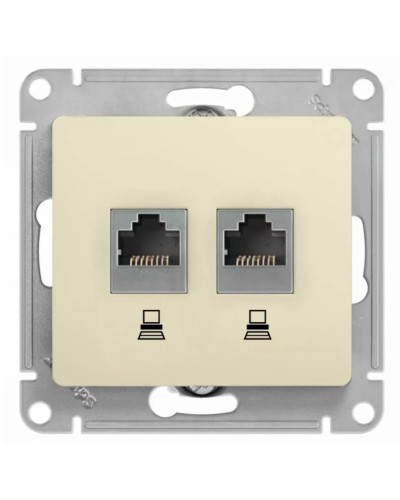 Glossa розетка RJ11+RJ45, 2-местная, кат. 5Е, скрытой установки, механизм, бежевый (GSL000285). Розетка компьютерная + телефонная. Systeme Electric в Сургуте