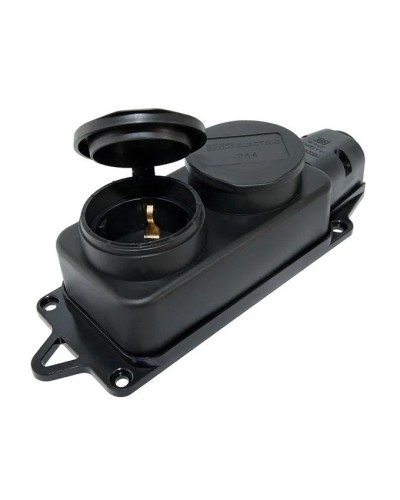 Розетка двухместная 2Р+РЕ 16А 250В IP44 (SQ0612-0010). Розетка двухместная с заглушками каучук. TDM ЕLECTRIC в Сургуте
