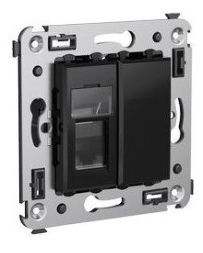 Розетка RJ-45 в стену Avanti одинарная черный квадрат (4402463). Розетка компьютерная. ДКС в Сургуте