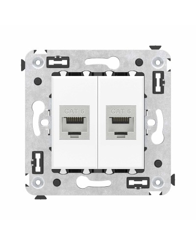 Розетка RJ-45 в стену, кат.6E, Avanti, двойная, белое облако (4400794). Розетка компьютерная модульная. ДКС в Сургуте