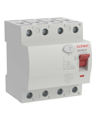 YON MAX MDL100 ВДТ, 4P, 30mA, 63A, АС (MDL100-4P2-63-AC). Автоматический выключатель дифференциальный (УЗО). ДКС в Сургуте